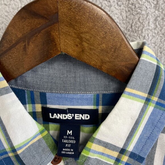 NWOT Lands' End Men's M Tailored Fit Plaid Short Sleeve Button down Shirt - Picture 5 of 7